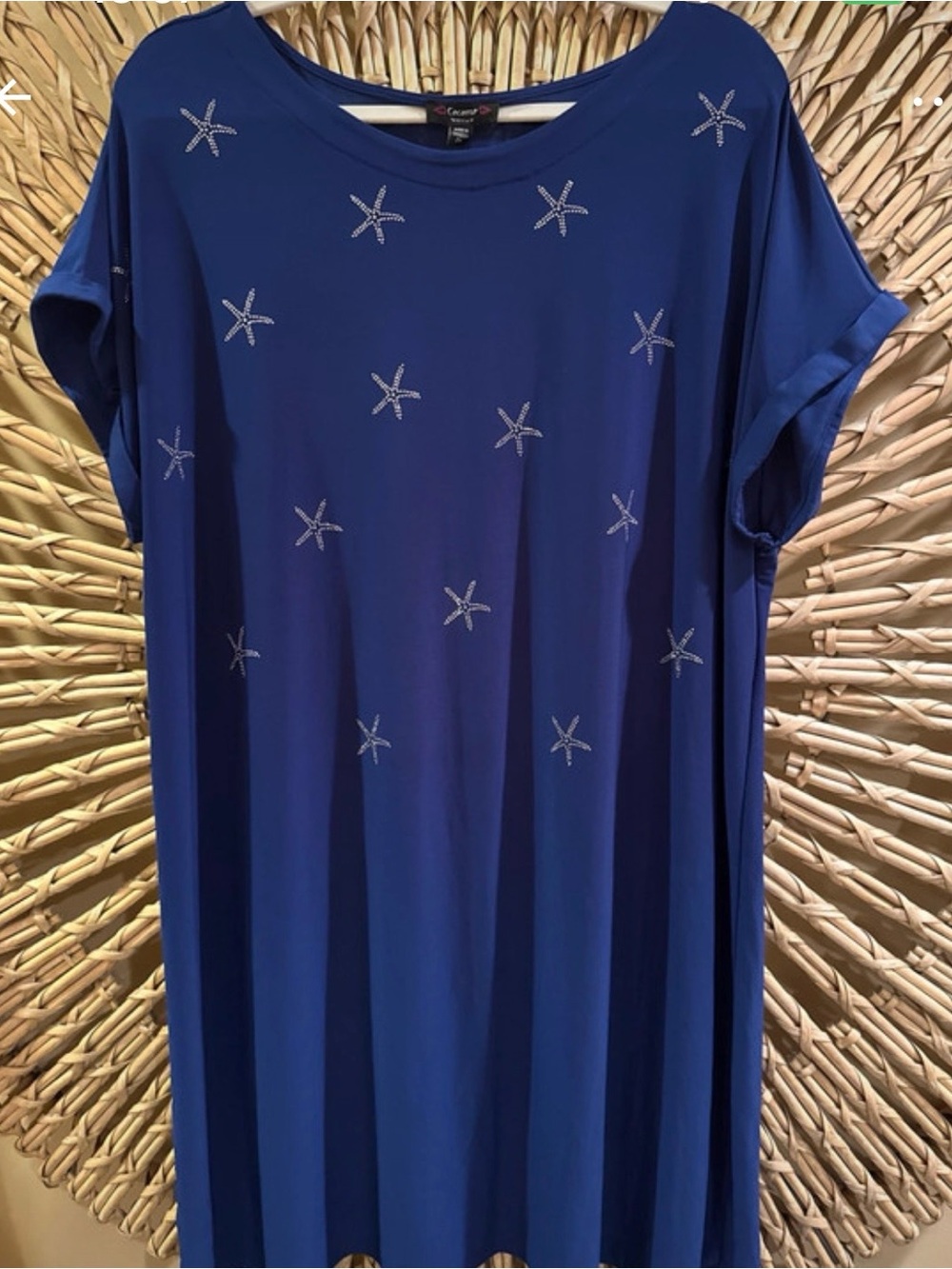 Royal Blue Short-Sleeve Star Embellished Tunic